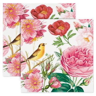 Сервировочные салфетки, Розы с птичкой, 33*33 см, 20 шт.
